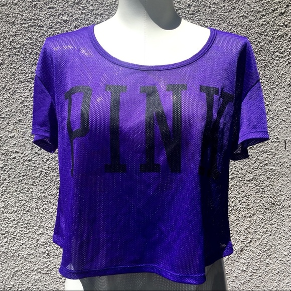PINK VS purple sheer mesh crop top size S - Picture 1 of 7